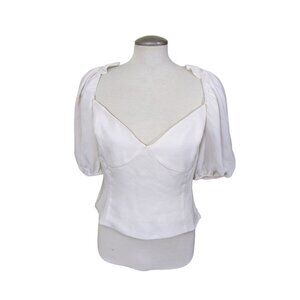 Aritzia Wilfred Novella Babydoll Smocked Crop Top Plus 1X Cream Puff Sleeve Y2K